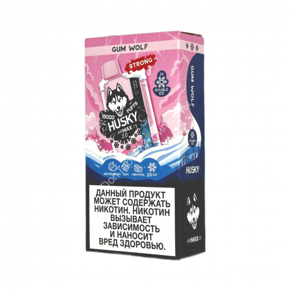 Электронная сигарета HUSKY AIRMAX 2.0 15000 Strong Ледяная арбузная жвачка с ментолом 20мг ОПТОМ        